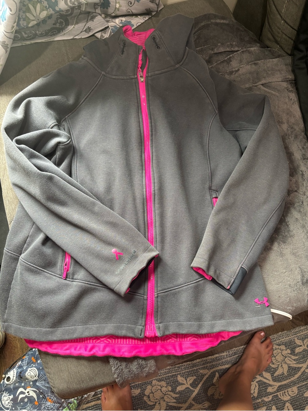 Under Armour Gray Utility Jacket with Pink Trim